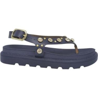 Imagem de Sandália Dedo Feminina Papete Casual Dia a Dia Passeio Festa Verão com Pedrarias Conforto Vizzano 65-Feminino