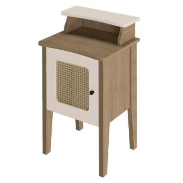 Imagem de Mesa De Apoio Mdf Sala Arly Carvalho Off White - MILANI MOVELARIA