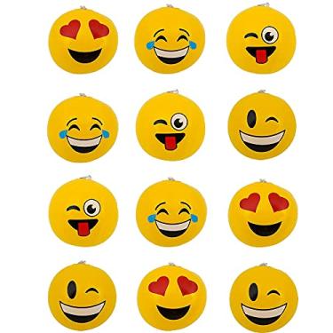 Imagem de Bola de praia Emoticon inflada, prêmios de sorteio, atividades divertidas de brinquedos de verão na piscina e na praia, decorações de festa (Emoticon infla 15 cm, pacote com 12)