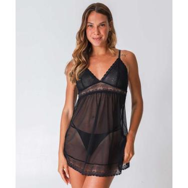 Imagem de Camisola Sensual Tule Recorte Renda Marisa-48181 - Alarc, Preto, 44