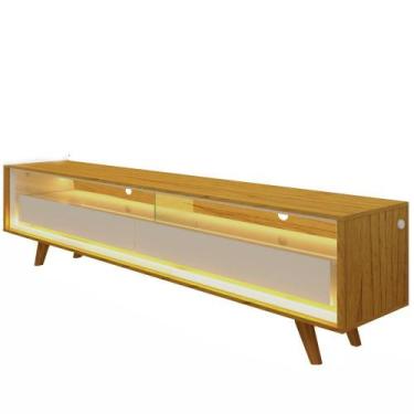 Imagem de Rack Bancada para TV 75 Gelius Requinte 172 com LED pés madeira Natura