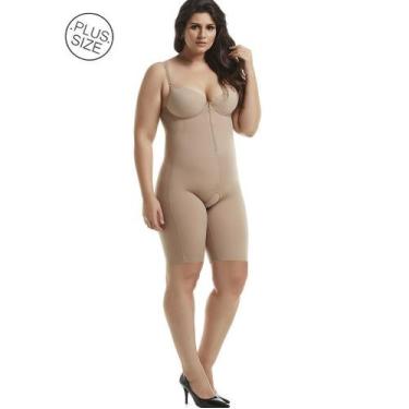 Imagem de Body Macaquinho Plus Size Alta Compressão Bojo Ziper Afina Cintura Cor