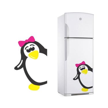 Imagem de Adesivo Decorativo De Geladeira Pinguim Aparecendo