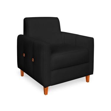 Imagem de Poltrona Zoe Veludo Preto Pés De Madeira - Pallazio