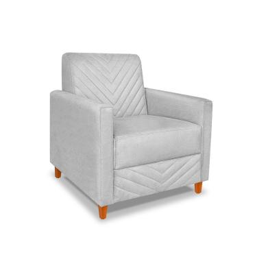 Imagem de Poltrona Camila Veludo Prata Pés De Madeira - Pallazio