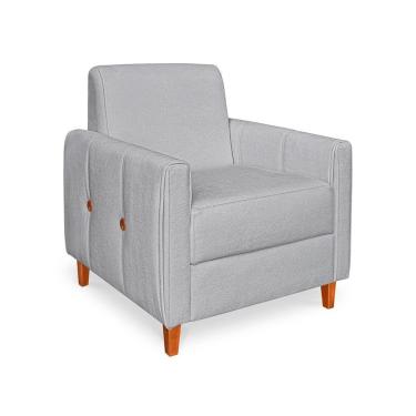 Imagem de Poltrona Zoe Bouclê Cinza Pés De Madeira - Pallazio