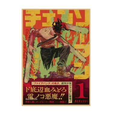 Imagem de Pôster Chainsaw Man Vintage Anime Kraft Art 20x30cm Iron
