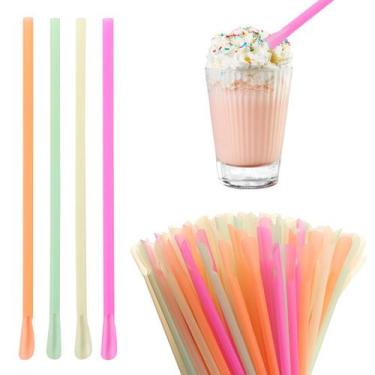 Imagem de Canudos descartáveis de plástico para colher de cone de neve de 2000 u