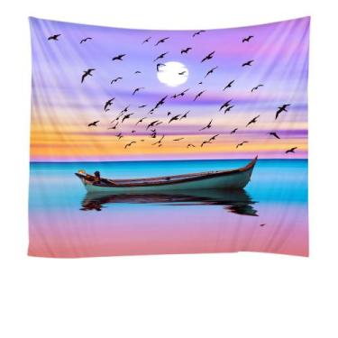 Imagem de Tapeçaria de parede Dream Sea View Boat Room Aesthetic 180x180cm - Yiw