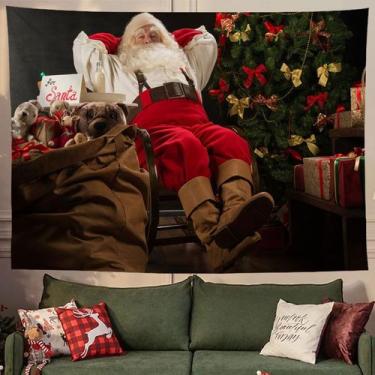 Imagem de Tapeçaria de Natal, parede de Papai Noel, 200x150cm, microtecido - yiw