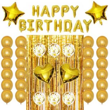 Imagem de Kit de balão, folha de látex de festa, 36 peças de unicórnio dourado d