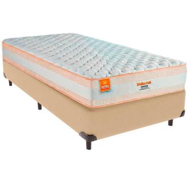 Imagem de Cama Box Solteiro e Colchão Denver Molas Ensacadas Inducol Ocre