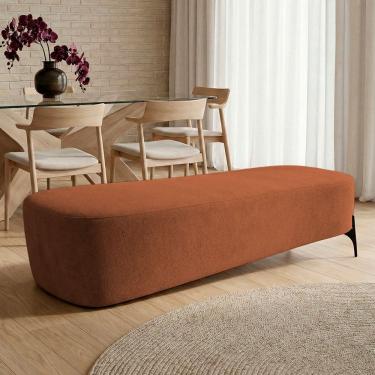 Imagem de Puff Recamier Decorativo Orgânico Lavie 140cm Premium Bouclê Terracota - Desk Design