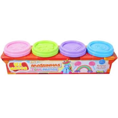 Imagem de Ki massa kit com 4 potes de massinha com 110g sunny, Tons pasteis, UN