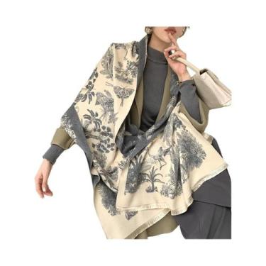 Imagem de Cachecol Feminino Quente De Tricô Com Borlas, Imitação De Cashmere, Co