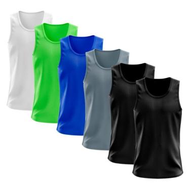Imagem de Kit 6 Regata Dry Lisa Básica Proteção Solar UV Térmica Camiseta Treino Academia Ciclismo Regatas-Masculino
