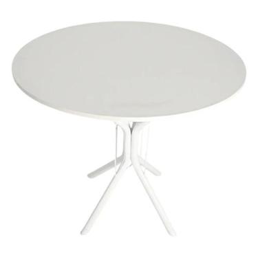 Imagem de Mesa Jantar 70cm Redonda Branca Base Ana Metálica Escrivaninha Sala Es