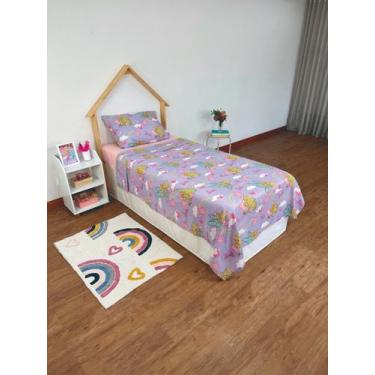 Imagem de Jogo de Cama Infantil Barbie Microfibra Lilas 3 Peças Lepper