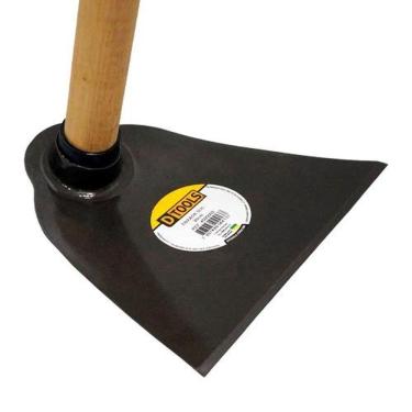 Imagem de Enxada 8'' Olho Redondo Forjada Com Cabo De Madeira 1,20m - Ideal Para Jardinagem E Agricultura