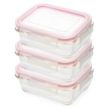 Imagem de Kit Potes Herméticos de Vidro Marmita P Tampa Trava 3 Peças - Wincy