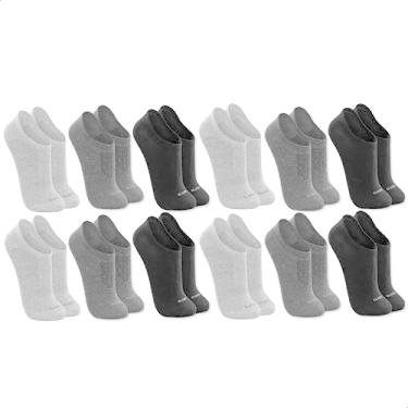 Imagem de LUPO 12 Pares Meia Lupo Soquete Sapatilha Respirável Original, 4 Chumbo - 4 Cinza - 4 P...