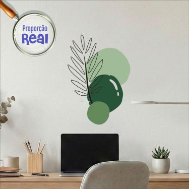 Imagem de Adesivo Floral Boho Verde Estilo Nórdico 50x35 Minimalista Mod.02