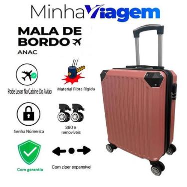 Imagem de Mala de Viagem De Bordo 12KG Padrão Anac Com Zíper Expansível E Senha 
