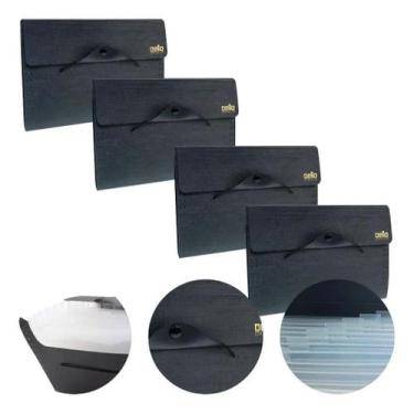 Imagem de Kit 4 Pasta Sanfonada Duplicata 12 Divisórias Organiza Escritório - De