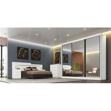 Imagem de Guarda Roupa Casal Espelhado 6 Gavetas - Logan-Branco - Móveis Novo Ho