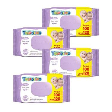 Imagem de 4 Lenços Umedecido Tropolino Leve 120 Pague 100