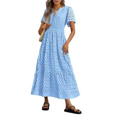 Imagem de Vestido maxi PRETTYGARDEN 2025 de verão com decote em V para mulheres
