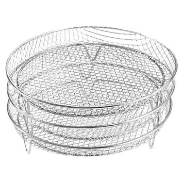 Imagem de Grelha Para Air Fryer Redonda 3 Andares Aço Inox Cozinha - Clink