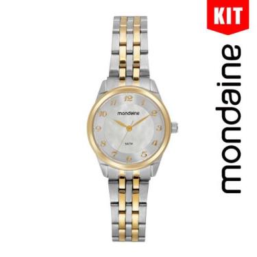 Imagem de Relógio MONDAINE KIT prata dourado feminino 32804LPMKBE3K1
