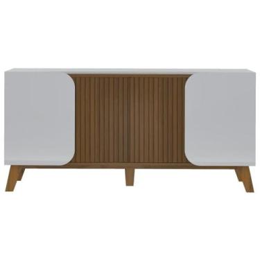 Imagem de Aparador Balcão Armário Buffet Com 4 Portas Elegance Off White Pinho R