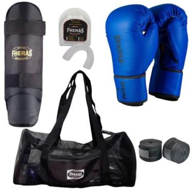 Imagem de Kit Luva Muay Thai Boxe Bandagem Bucal Caneleira E Mochila - FHERAS, A