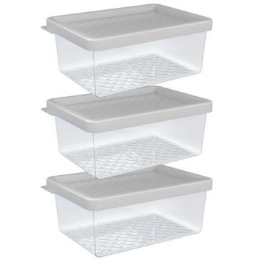 Imagem de Kit 3 Pote Organizador Multiuso P 0,6L Transparente Plástico Cozinha G