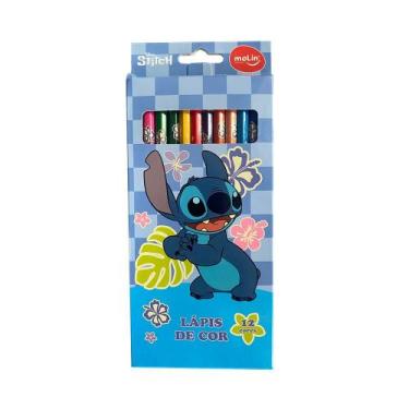 Imagem de Kit Lápis de Cor 12 Cores Stitch MOLIN