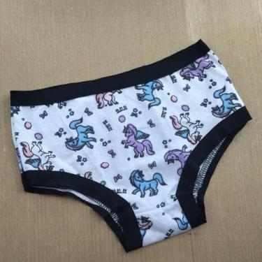Imagem de Calcinha Infantil Algodão Anti Marcas Cor:Viés Preto/Estampas Variadas