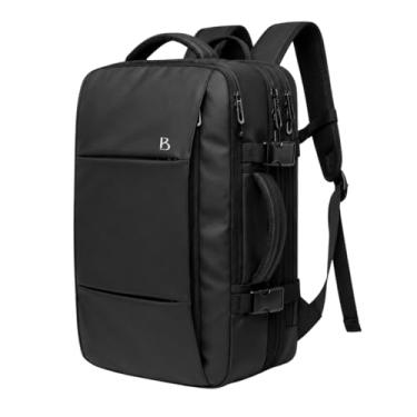 Imagem de BANGE Mochila Executiva Masculina Reforçada de 40L Expansível Antifurto Impermeável para Notebooks de Até 17.3 Polegadas (Preto)