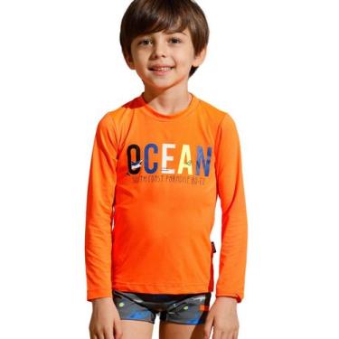 Imagem de Kit Praia Sunga Blusa UV Laranja Banana Danger, Estampado, 1