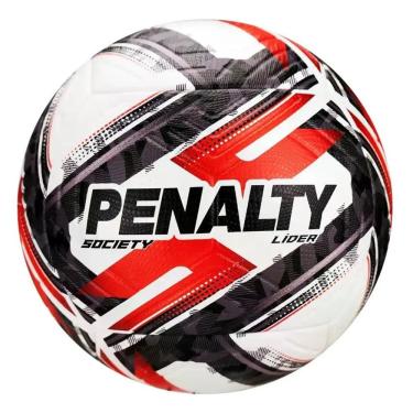 Imagem de Bola de Futebol Society Líder XXVI para Jogos em Grama Sintética Preto+vermelho Penalty