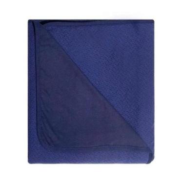 Imagem de Manta Tricot Com Forro De Malha 95cm X 75cm Azul Marinho - Papi