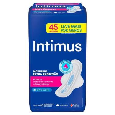 Imagem de Absorvente Intimus Gel Noturno Suave com Abas - Embalagem com 45 Unida