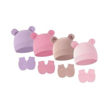 Imagem de Conjunto De Luvas E Gorro De Algodão Unissex Para Bebês Com Orelhas De