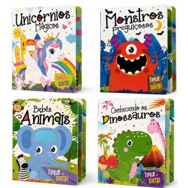 Imagem de Kit 4 Livros Toque e Sinta para Bebês 0 a 3 Anos Texturas Animais Dino