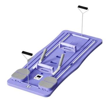 Imagem de Prancha Pilates Dobrável Multifuncional Roxa 8 em 1 com Elásticos Trei