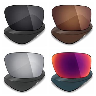 Imagem de 4 pares de lentes polarizadas de substituição da Mryok para óculos de sol Oakley Si Ballistic Det Cord – Stealth Black/Bronze Brown/Silver Titanium/Midnight Sun