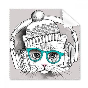 Imagem de Fone de ouvido chapéu de lã branco proteção de gato pano de limpeza de tela de telefone limpador de óculos 5 peças