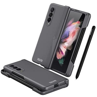 Imagem de For Z Fold 3 Case, Galaxy Z Fold 3 Case with Pen Holder & Tray, Hinge Protection & Matte with Magnetic Protective Heavy Duty Case for Samsung Galaxy Z Fold 3 5G (Gary)