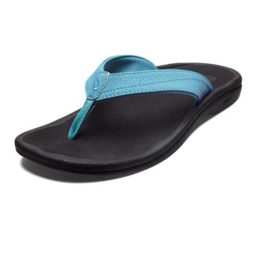 Imagem de OluKai Ohana Women's Beach Sandals, Quick-Dry Flip-Flop Slides, Water Resistant, Wet Grip Soles & Compression Molded Footbed, Blue Mist/Black, 7